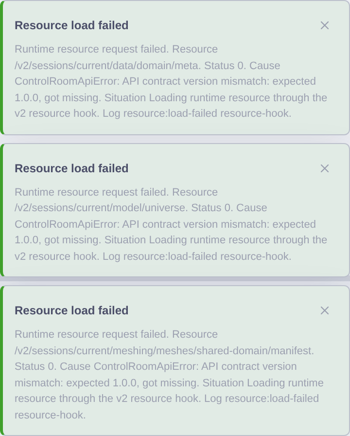 The published Inspector panel image illustrates the property-editor region and shows resource-load failure notices.